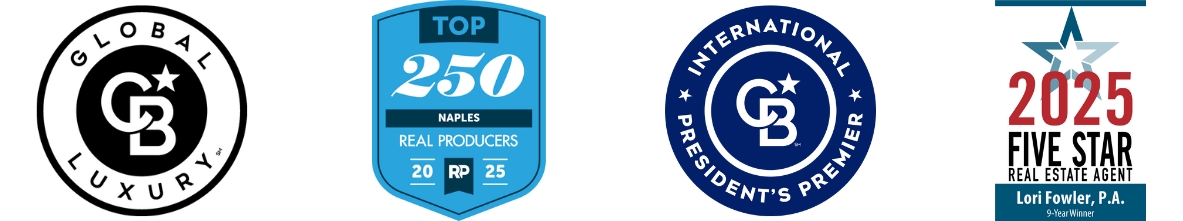 Awards for Lori Fowler recognizing her as a top real estate agent in Naples, Florida